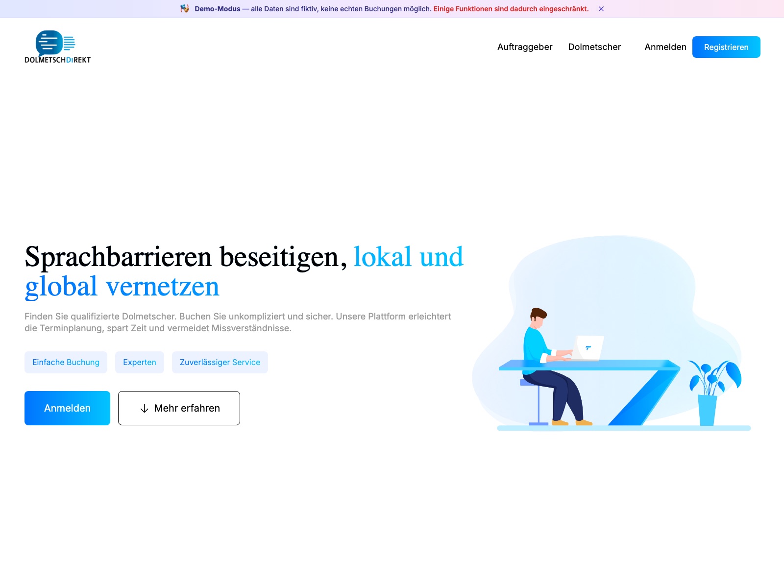 DolmetschDirekt — öffentliche Landingpage